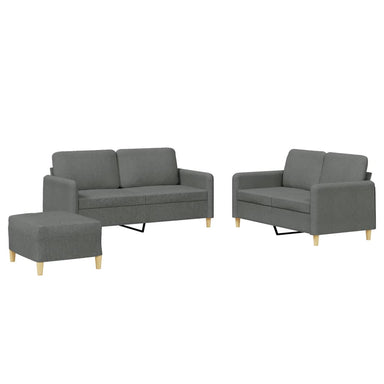 3-delige Loungeset met kussens stof donkergrijs