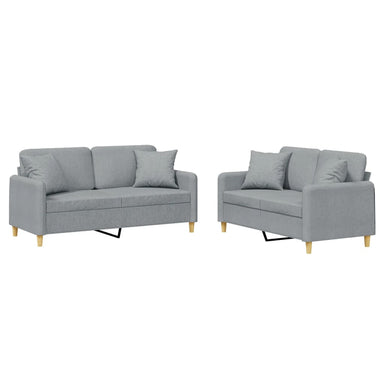 2-delige Loungeset met kussens stof lichtgrijs