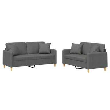 2-delige Loungeset met kussens stof donkergrijs