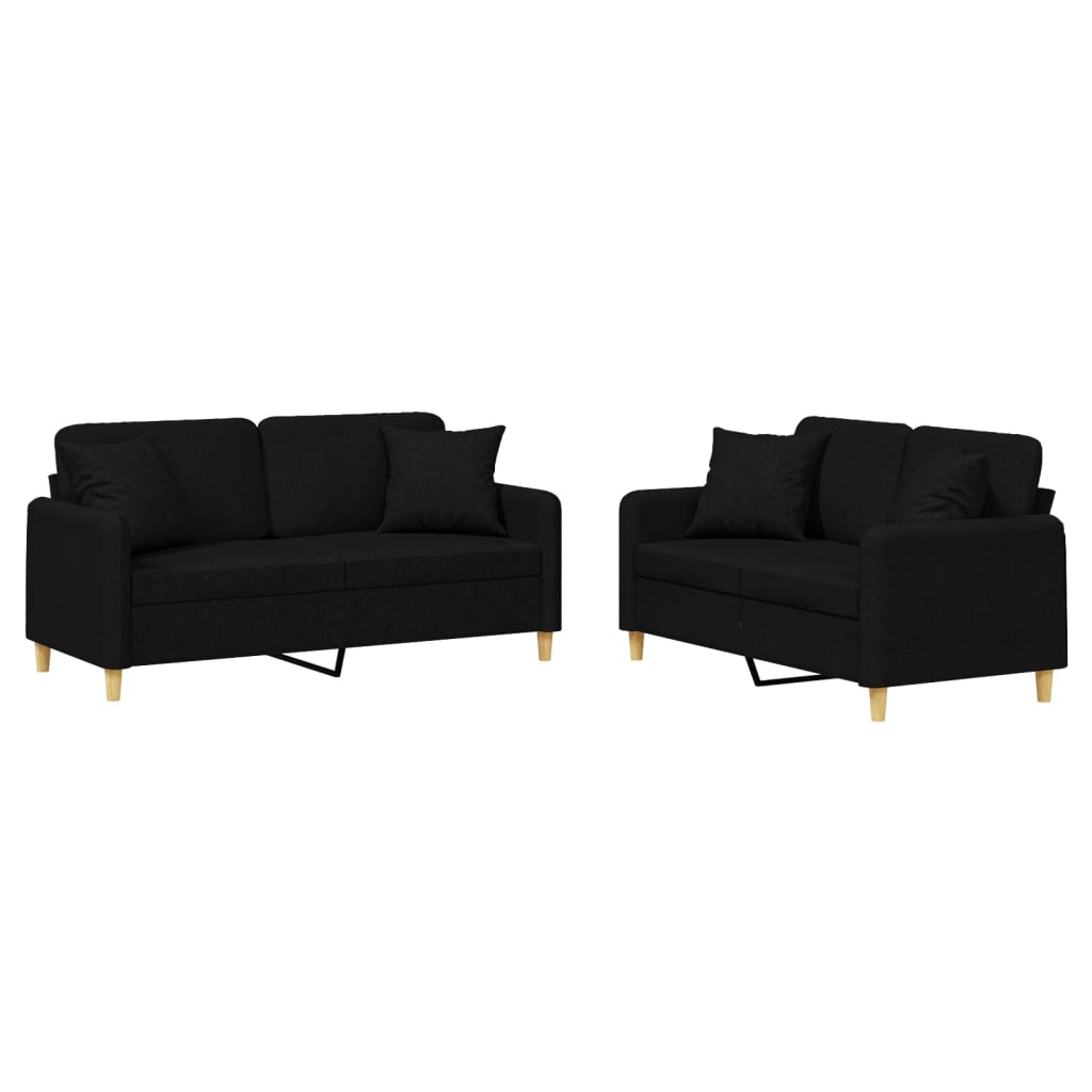 2-delige Loungeset met kussens stof zwart