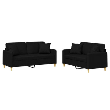 2-delige Loungeset met kussens stof zwart