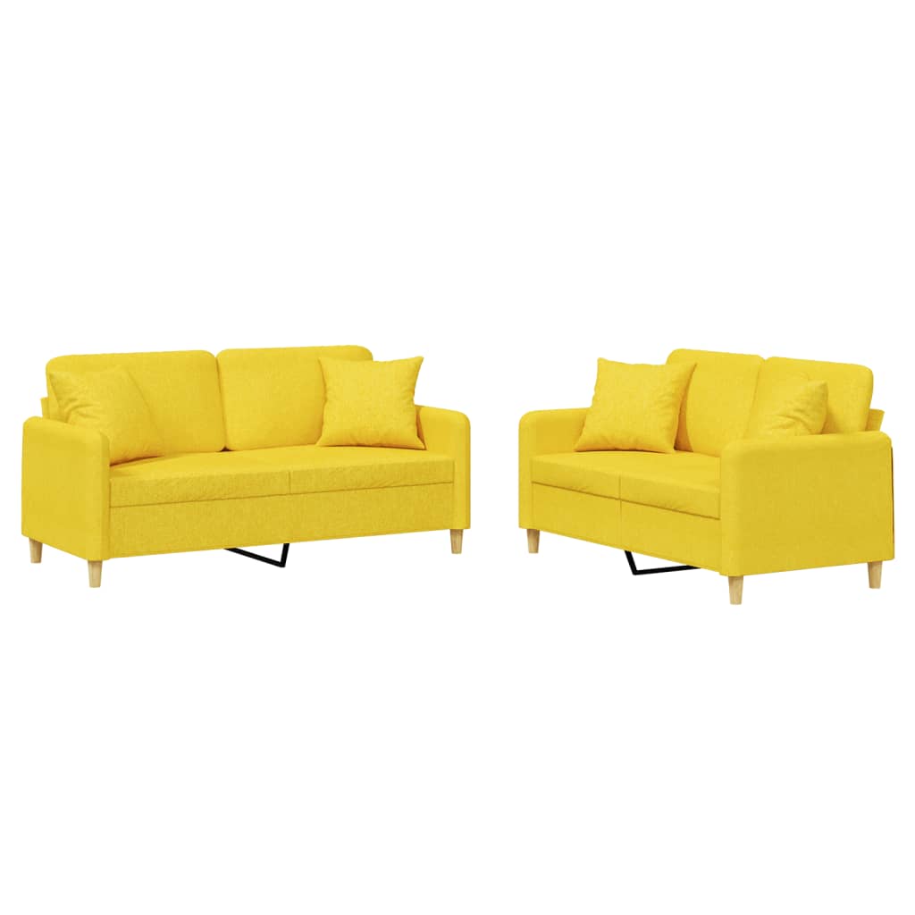 2-delige Loungeset met kussens stof lichtgeel