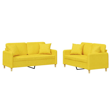 2-delige Loungeset met kussens stof lichtgeel