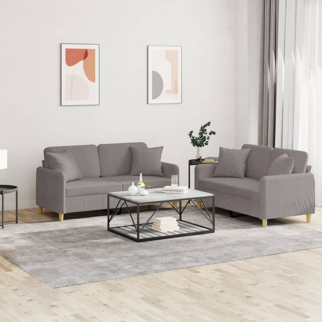 2-delige Loungeset met kussens stof taupe