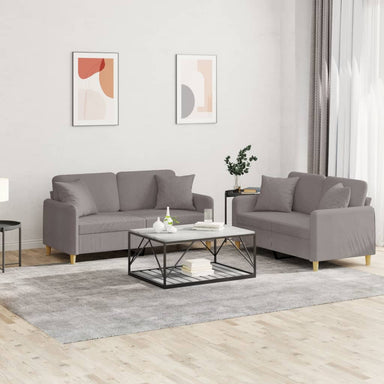 2-delige Loungeset met kussens stof taupe