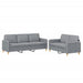 2-delige Loungeset met kussens stof lichtgrijs