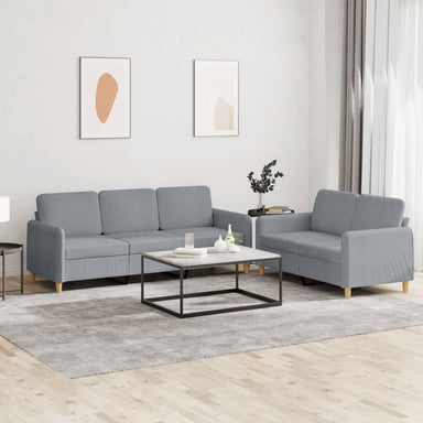 2-delige Loungeset met kussens stof lichtgrijs