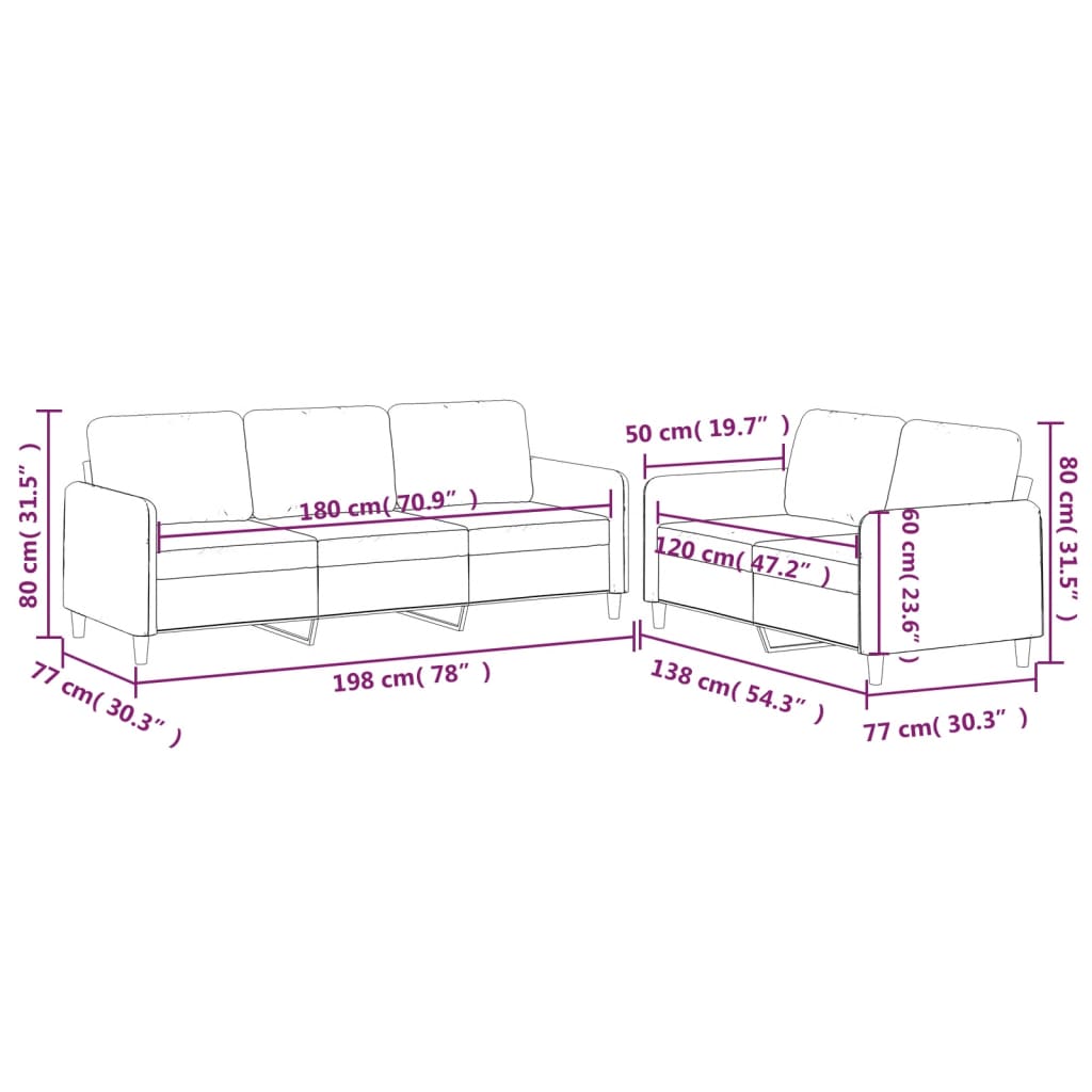 2-delige Loungeset met kussens stof donkergrijs