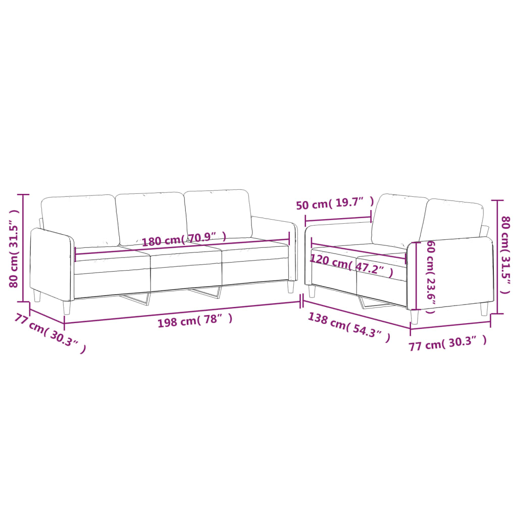 2-delige Loungeset met kussens stof crèmekleurig