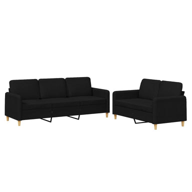 2-delige loungeset met kussens stof zwart