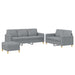 3-delige Loungeset met kussens stof lichtgrijs