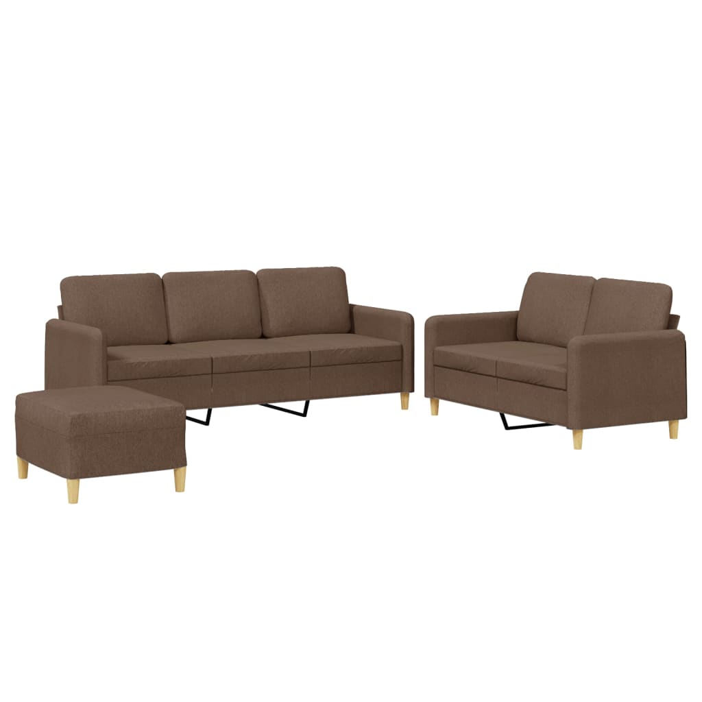 4-delige Loungeset met kussens stof bruin