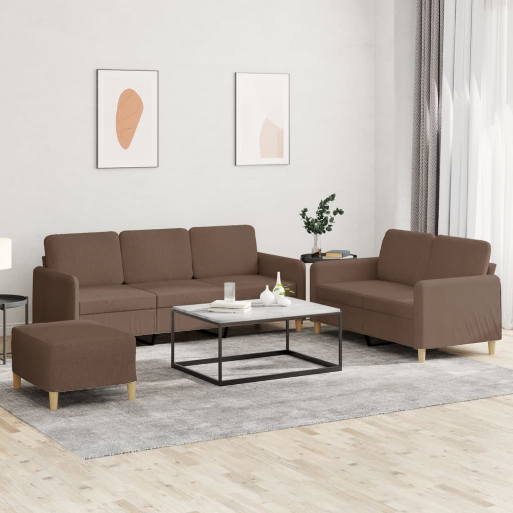4-delige Loungeset met kussens stof bruin