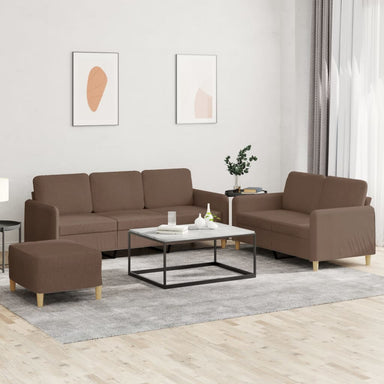 4-delige Loungeset met kussens stof bruin