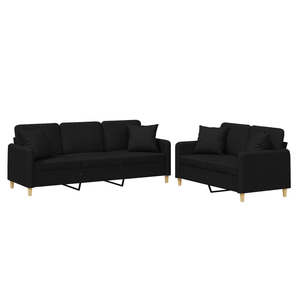 2-delige Loungeset met kussens stof zwart