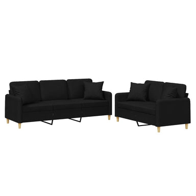 2-delige Loungeset met kussens stof zwart