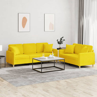 2-delige Loungeset met kussens stof lichtgeel