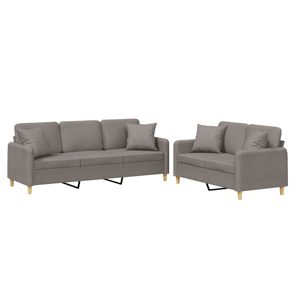 2-delige Loungeset met kussens stof taupe