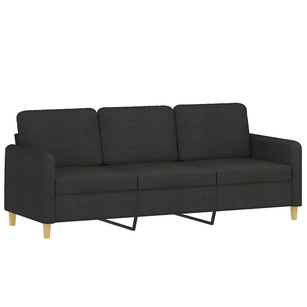3-delige Loungeset met kussens stof zwart
