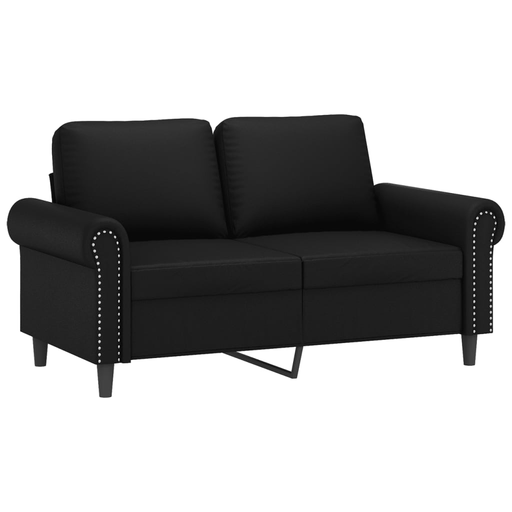 2-delige Loungeset met kussens kunstleer zwart