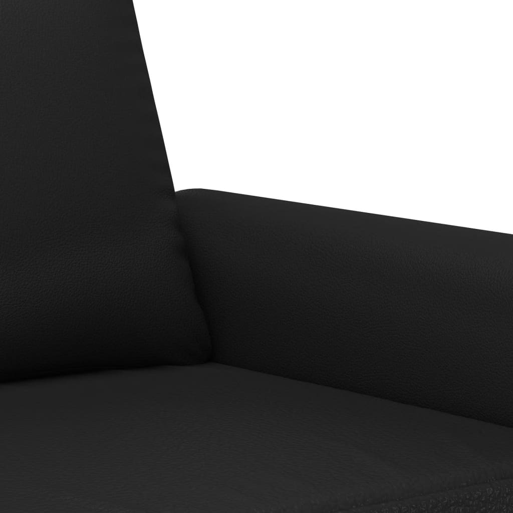 3-delige Loungeset met kussens kunstleer zwart
