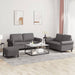 3-delige Loungeset met kussens kunstleer grijs