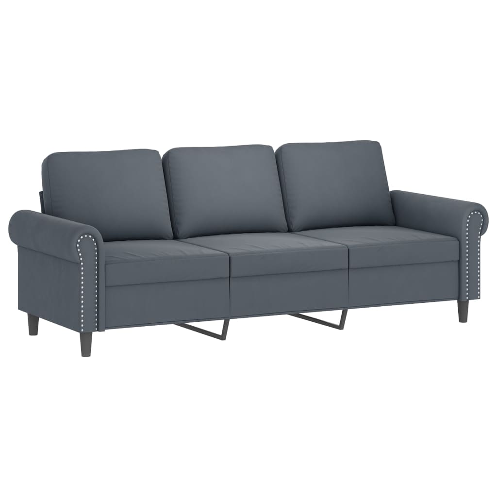 3-delige Loungeset met kussens fluweel donkergrijs