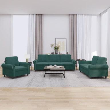 3-delige Loungeset met kussens fluweel donkergroen
