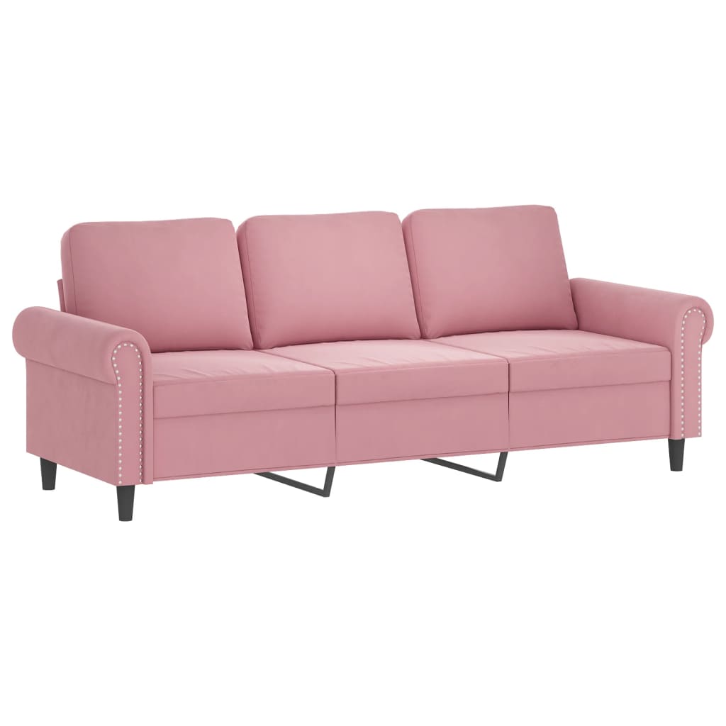 3-delige Loungeset met kussens fluweel roze