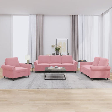 3-delige Loungeset met kussens fluweel roze