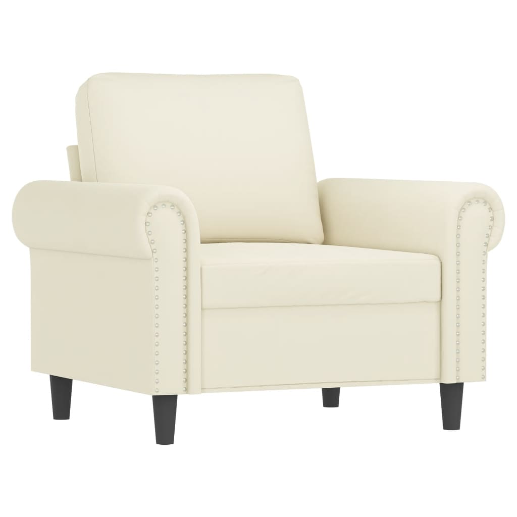 3-delige Loungeset met kussens fluweel crèmekleurig