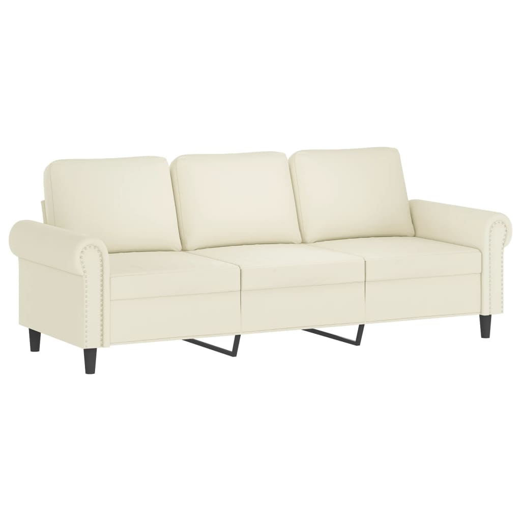3-delige Loungeset met kussens fluweel crèmekleurig