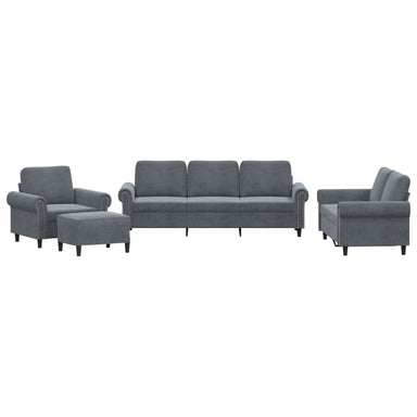 4-delige Loungeset met kussens fluweel donkergrijs