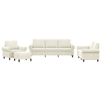 4-delige Loungeset met kussens fluweel crèmekleurig