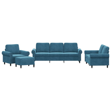 4-delige Loungeset met kussens fluweel blauw