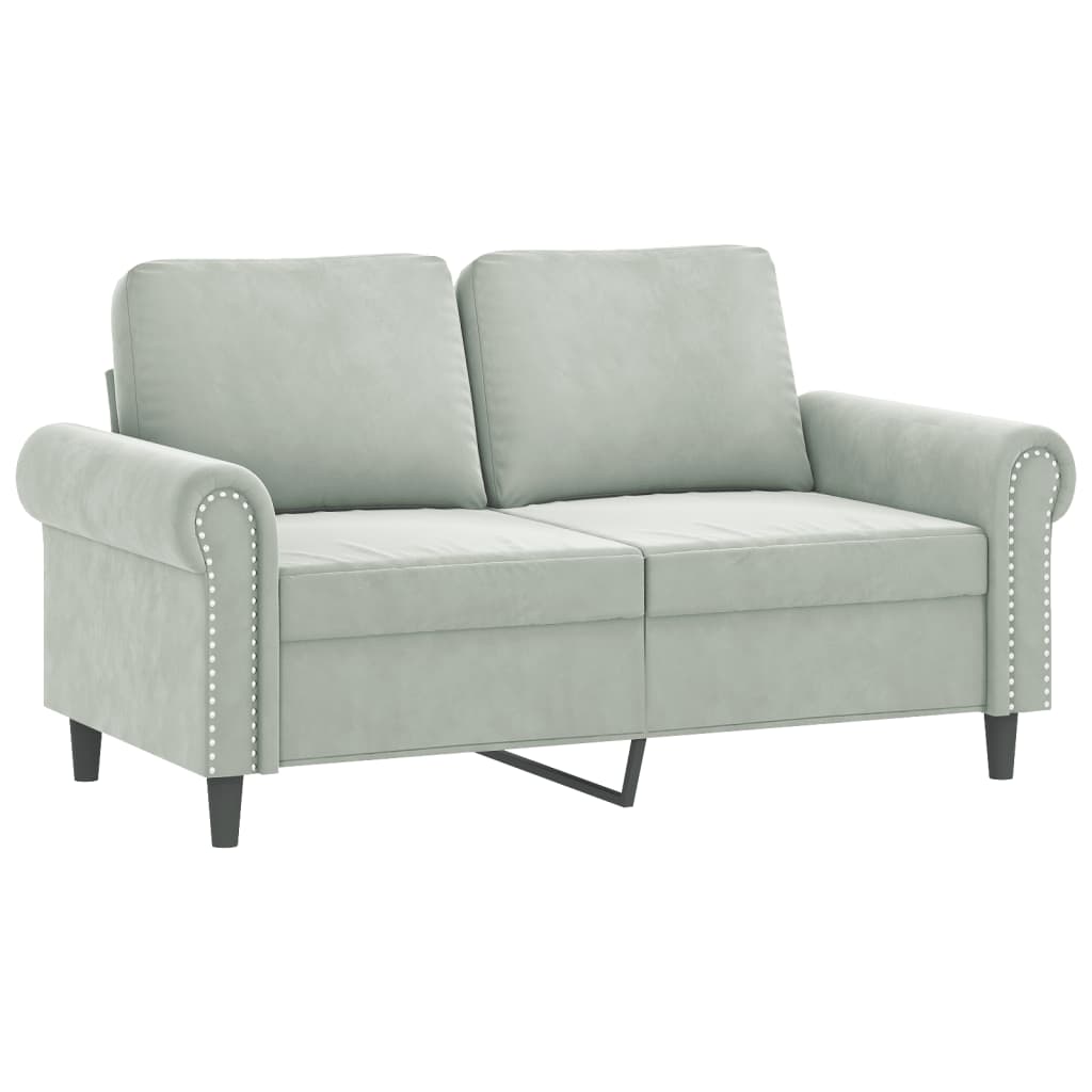 3-delige Loungeset met kussens fluweel lichtgrijs