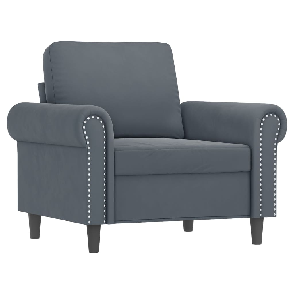 3-delige Loungeset met kussens fluweel donkergrijs