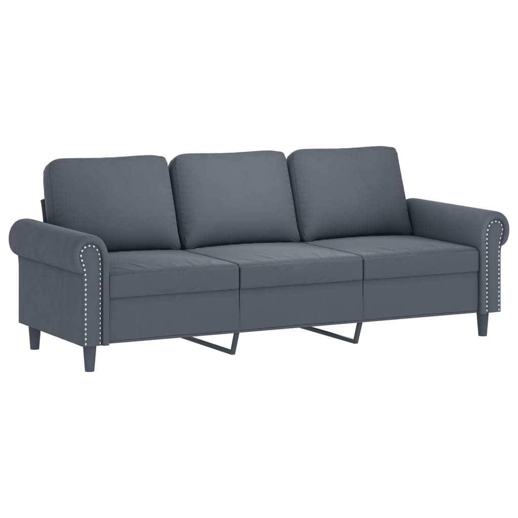 3-delige Loungeset met kussens fluweel donkergrijs