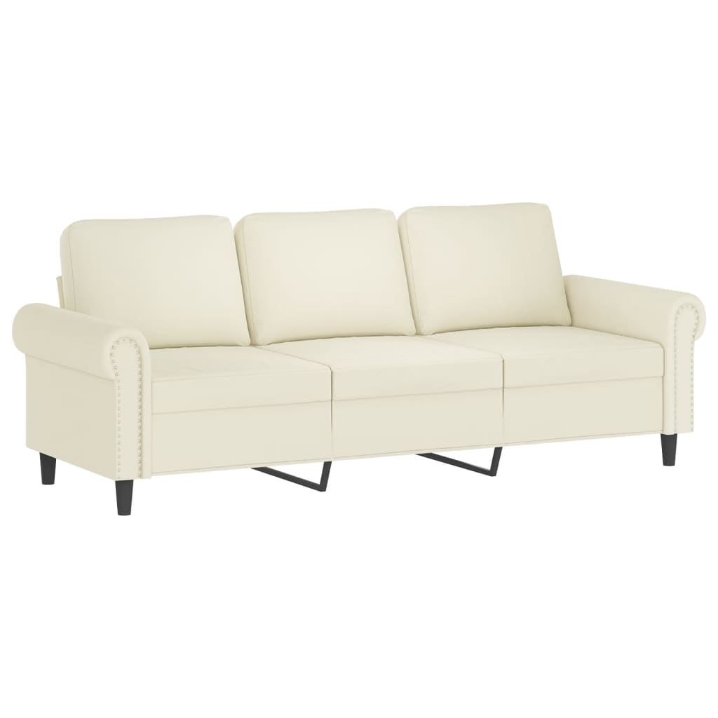 3-delige Loungeset met kussens fluweel crèmekleurig