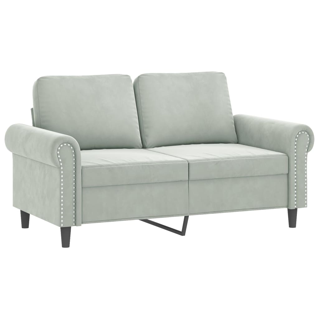 4-delige Loungeset met kussens fluweel lichtgrijs