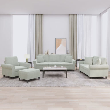 4-delige Loungeset met kussens fluweel lichtgrijs
