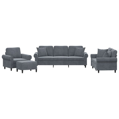4-delige Loungeset met kussens fluweel donkergrijs