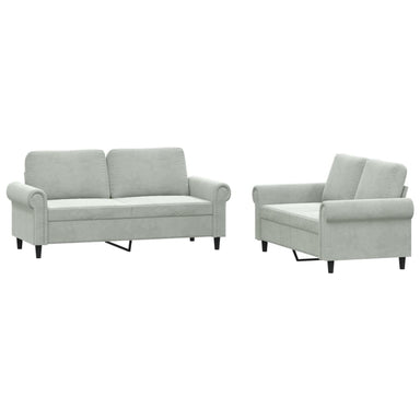 2-delige Loungeset met kussens fluweel lichtgrijs