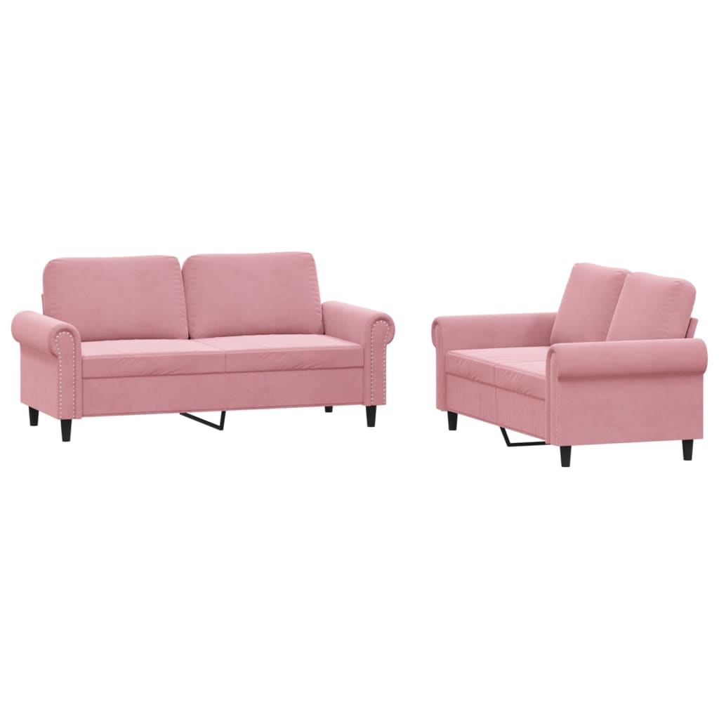 2-delige Loungeset met kussens fluweel roze