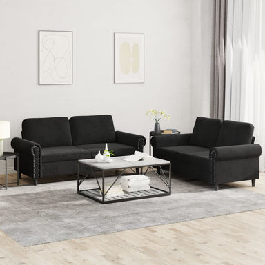 2-delige Loungeset met kussens fluweel zwart