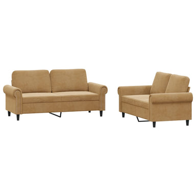 2-delige Loungeset met kussens fluweel bruin