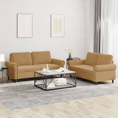 2-delige Loungeset met kussens fluweel bruin