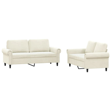 2-delige Loungeset met kussens fluweel crèmekleurig