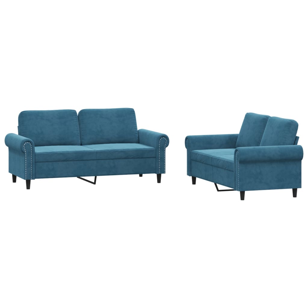 2-delige Loungeset met kussens fluweel blauw
