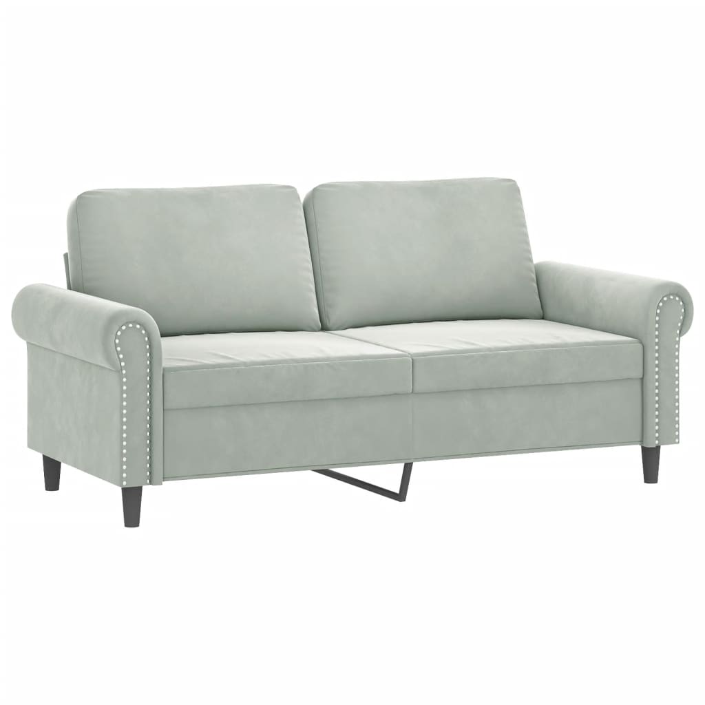 2-delige Loungeset met kussens fluweel lichtgrijs